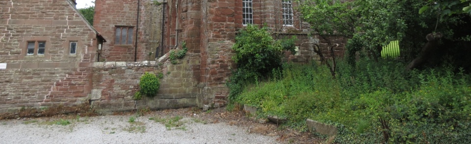 The eastern end of St Bees church, showing site of granve