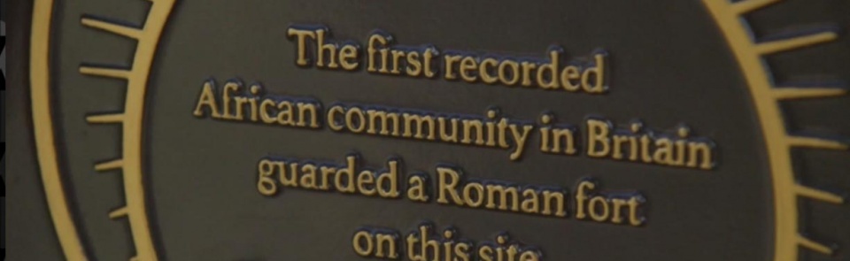 Plaque recording the first African community in Britain