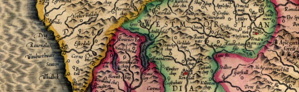 Mercator's map of Cumbria 1595